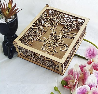 Caixa para convites Casamento Padrinho mdf cru 18 x 15 x 8cm.