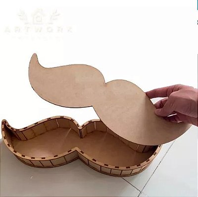 Caixa Bigode Mustache Dia Dos Pais Bombom Presente Mdf.
