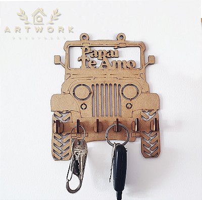 Kit Porta Chave Mdf Jeep 17cm Lembrancinha Dia Dos Pais