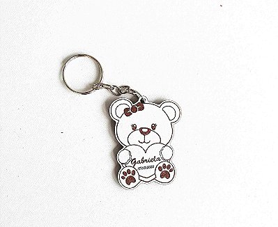 Kit 50 Chaveiros Chá de Bebê Ursinha Charmosa Personalizado.