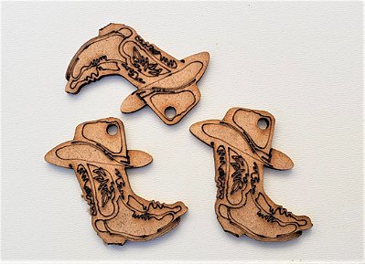 Apliques Botas Chapéu Mdf Crú Festa de Peão/ Cowboy/ Junina