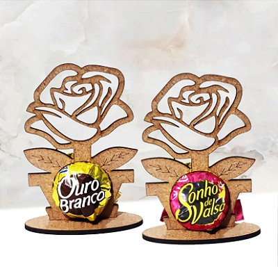 Kit Porta Bombom Lembrançinha Rosa  Em Mdf Cru. Dia das Mães