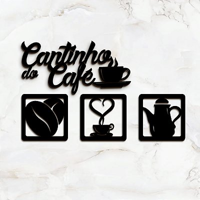 Kit Quadros Placas Letreiro Em Mdf Decoração Cantinho Do Café 4 peças Corte Laser