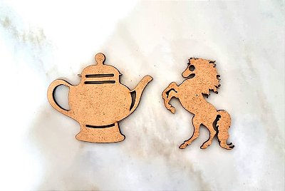 Kit apliques Cavalo e Bule em MDF 70 bule 30 cavalos