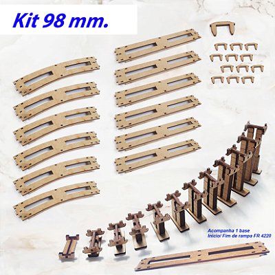 Kit rampa ferreomodelismo escala HO 1/87 71 peças 98mm. MAQUETES DIORAMAS "inclinação 2 graus"