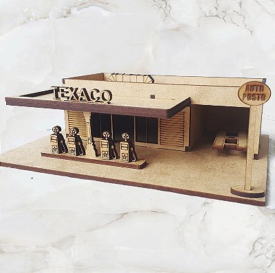 Posto de Combustível escala DOBRO H0 1;43 mdf corte Laser Ferreomodelismo/ Maquetes/ Dioramas p/ Pintura