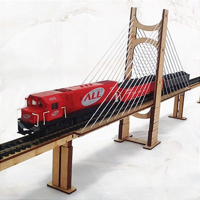 Ponte Estaiada Pilares modulares para maquetes de ferreomodelismo - Ho 1:87 / mdf p/ Pintura