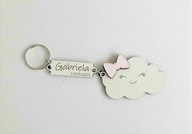 Kit Chaveiros Chá de Bebê Nuvem Personalizado.