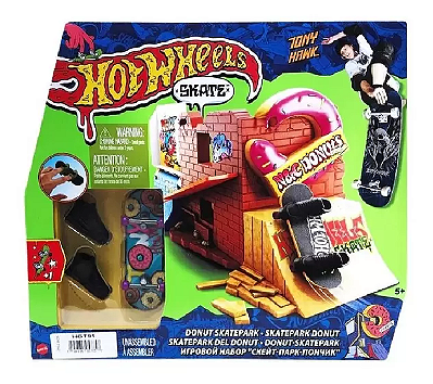 Skate Dedo Hotwheels C/ Tênis + Pista Skatepark Fingerboard