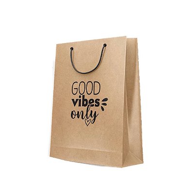 Kit 10 Sacolas de Papel Personalizada - Good Vibes