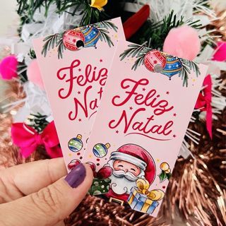 25 Tags de Natal Rosa, Tag para encomenda, Etiqueta de Feliz Natal