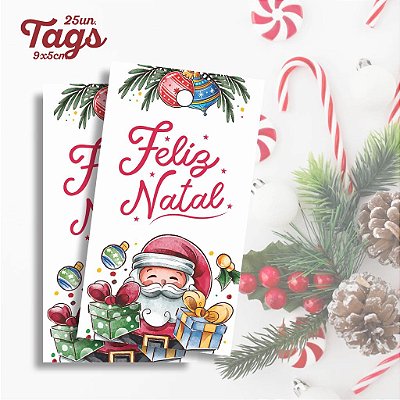 25 Tags de Natal Branca, Tag para encomenda, Etiqueta de Natal