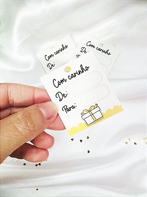 50 Mini Tags Amarela para Presentes, Tag de para, Tag para Embalagem de Presente