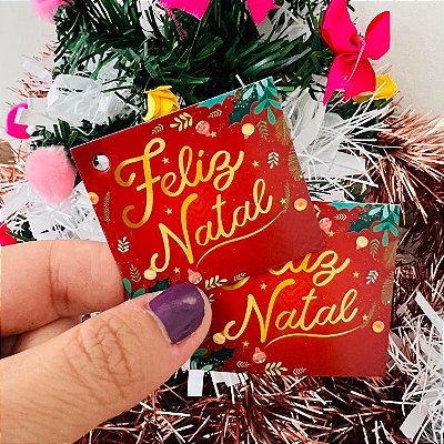 50 Mini Tags de Natal "Feliz Natal", Tag para encomenda, Etiqueta de Natal