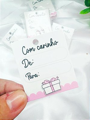 50 Mini Tags Rosa para Presentes, Tag de para, Tag para Embalagem de Presente