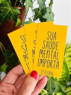 50 Tags Cartão "Sua Saúde Mental Importa", Lembrança Setembro Amarelo para Presentes