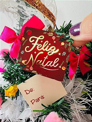 10 Mini Tags Hotstamping de Natal "Feliz Natal", Tag para encomenda, Etiqueta de Natal