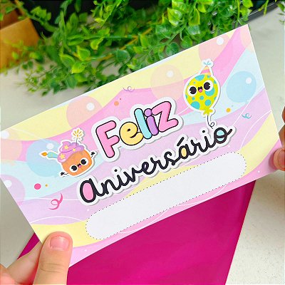 25 Cartões de Aniversário para Presentes Infantis 9x15, Cartão Feliz Aniversário