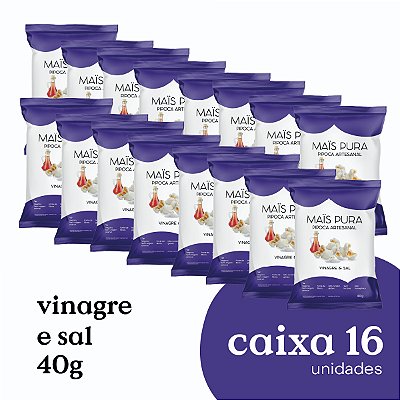 Pipoca Artesanal Mais Pura Vinagre e Sal 40g (16 unidades)