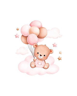 Estampa Digital DTF PuppyArt! Ursinho Nuvem Rosa