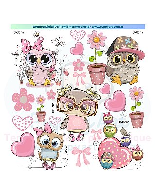 Estampa Digital DTF PuppyArt - Cartela Dia dos Professores Coruja