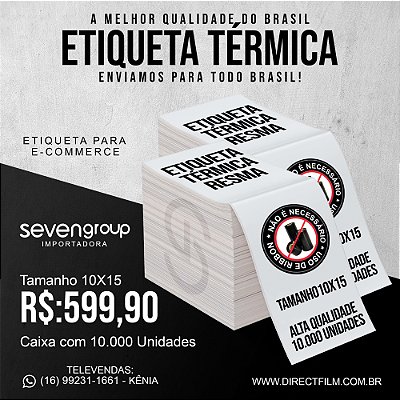 Etiqueta 10x15 Para Impressora Térmica Modelo Resma - 10.000un