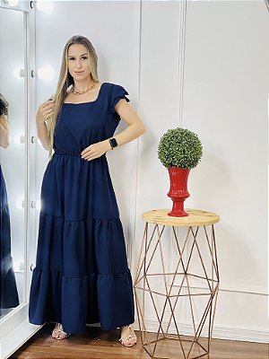 Vestido ciganinha azul store marinho