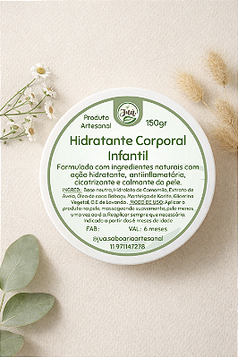 Hidratante Infantil Natural - Alergias Dermatite Eczema e pele sensível - com Camomila, Lavanda e Aveia