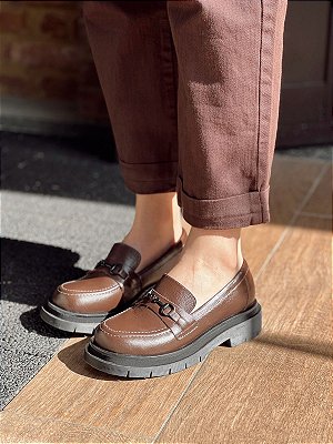 Mocassim Bella | couro marrom