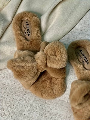 Pantufa Kiki | laço bege