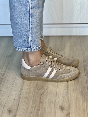 Tênis Celine | Camurça marrom listras brancas