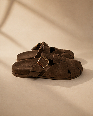 Mule Clog Malu | Couro marrom