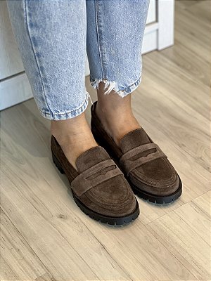 Mocassim Nice | Couro camurça marrom