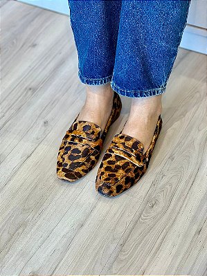 Mocassim Laura | Couro Leopardo