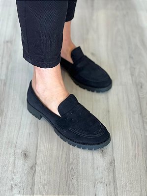 Mocassim Nice | Couro camurça preto