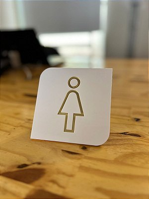 Placa com ícone para banheiro feminino 12x12 cm – acrílico personalizado