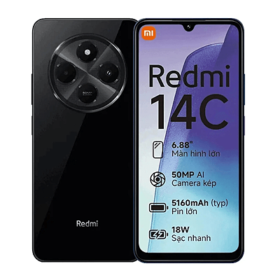 Smartphone Xiaomi Redmi 14C 128GB, 6GB RAM, Dual SIM, Tela 6.88 - Preto (Global)