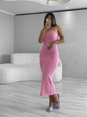 Vestido modal midy - Alça de um ombro só