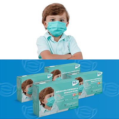 Máscara Descartável Infantil Antiviral 24 Horas Proteção - 100 Unidades