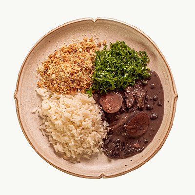 PF Feijuca, Arroz Branco, Couve Assustada e Farofa Crocante