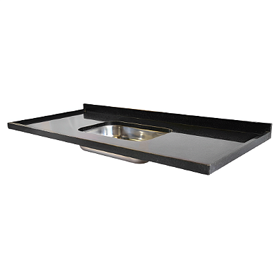 Pia De Cozinha Granito Preto KASA 1,60x55 Com Cuba Inóx
