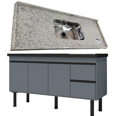 Balcão Color com Pia Branco Dallas 1,50