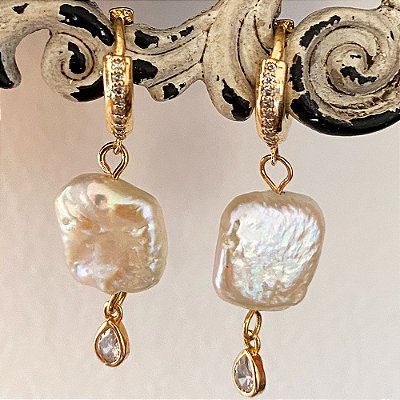 Brinco Argola Pérola Dourado