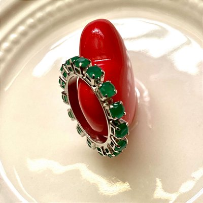 Pingente Ring Emerald Prateado