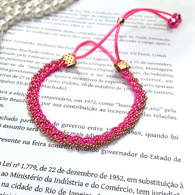 Pulseira Trançada Pink Dourado