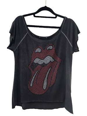 T-shirt Rolling Stones Cinza Estonado