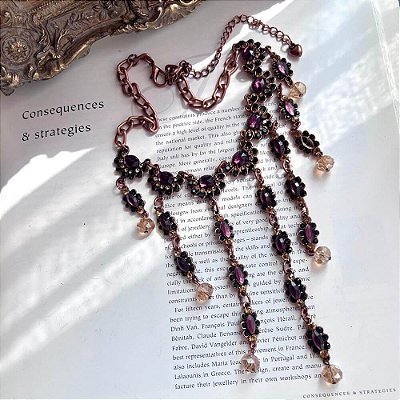 Colar Cobre Tassel Cristais