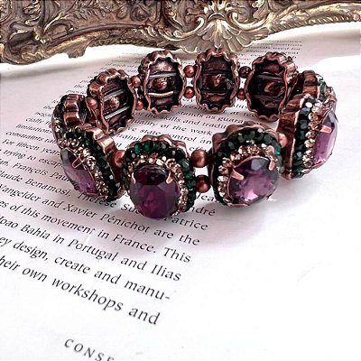 Pulseira Cobre Oval Cravejada