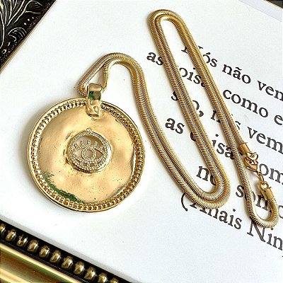 Colar Snake Medalhadão Dourado