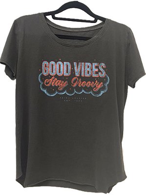T-shirt Good Vibes Cinza